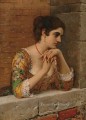 バルコニーのベネチアの美しさの女性ユージン・デ・ブラース